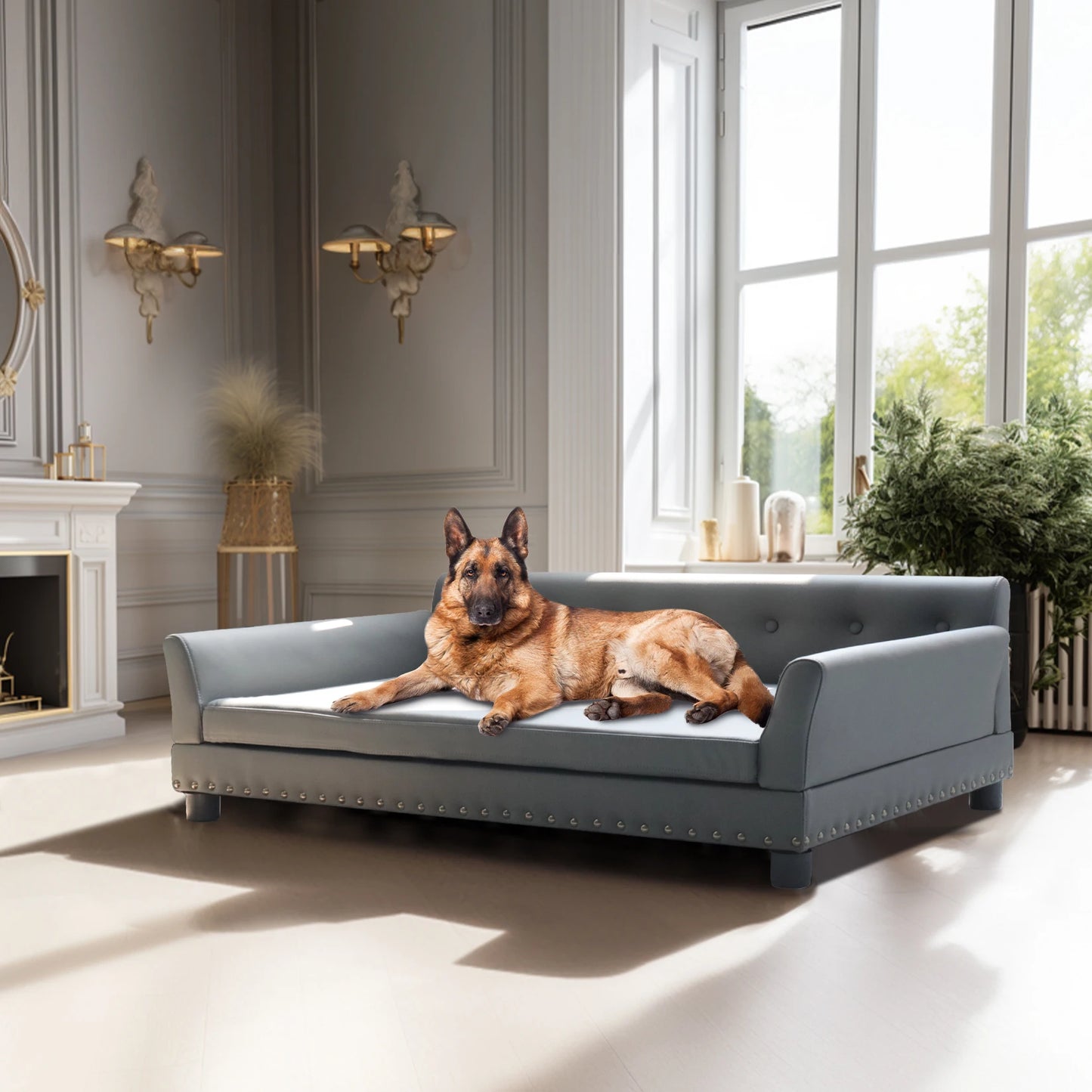 BINGOPAW Rectangle Pet Bed for Medium and Large Dogs, Durable Elevated Dog Sofa Bed, Comfortable Dog Couch, Modern Dog Sofa