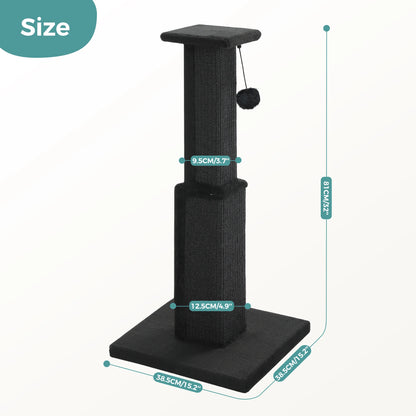Large Cat Scratching Post for Indoor Cats, Ultimate Scratch Post with Woven Sisal Dangling Ball