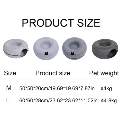 Felt Donut Bed for Cats or Small Dogs House With Breather Hole,  Dog Bed,  Interactive Play Toys for Cats to Hide 2 in