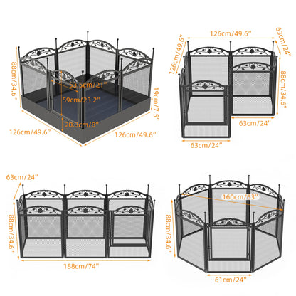 8 Panels DIY Heavy Duty Dog Playpen, Pen Outdoor or Indoor, Dog, Puppy Metal Fence with Waterproof Fertility Pad for Whelping,Training