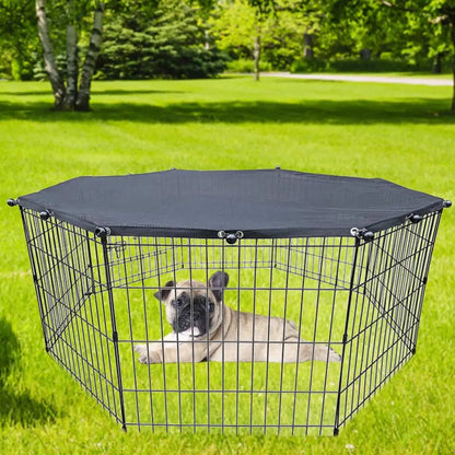 Dog or Puppy Playpen Covered from Sun and Rain, Rain Proof Cover,  Fits 8 Panels Dog Pen For Outdoor or Indoor, Escape-Proof