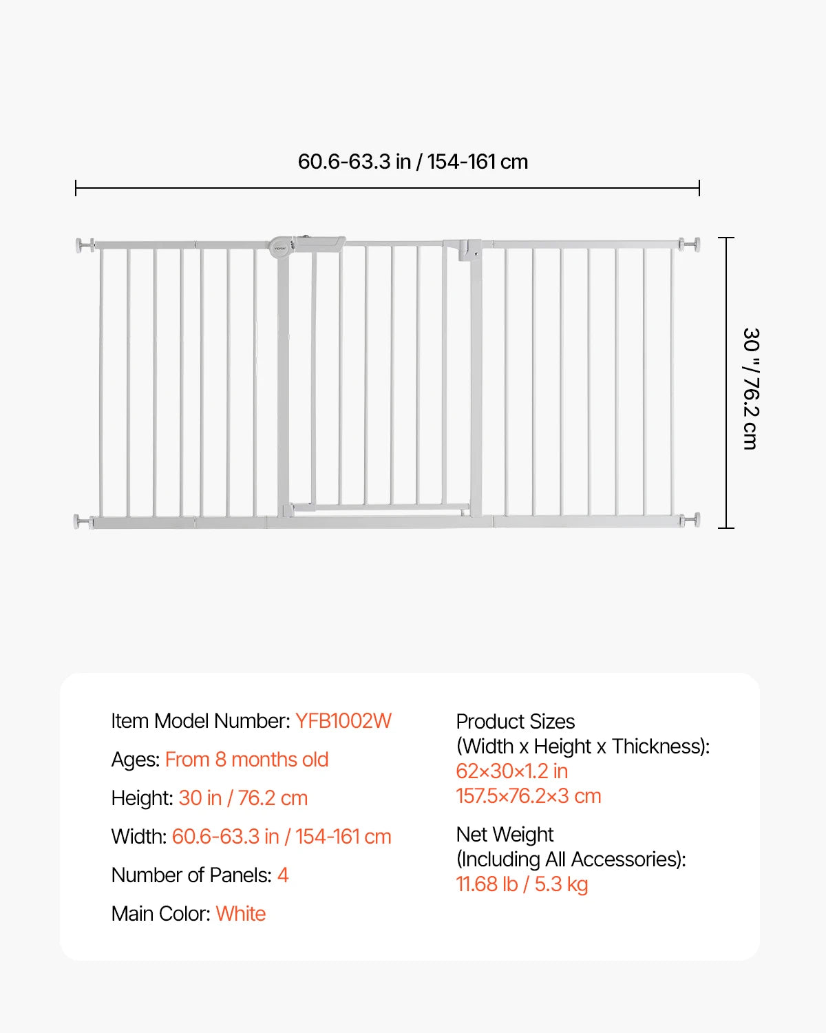 SucceBuy Baby Gate 28/30/36 Inches High, Dog Gate Easy Step Walk Thru, Child Pet Security, Pressure Mount Kit w/ Wall Cups