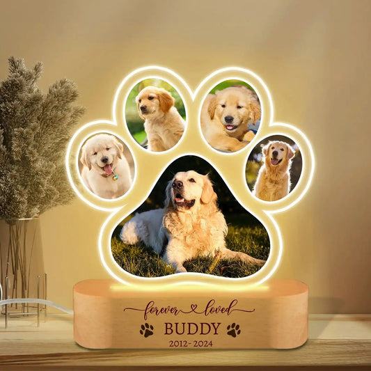 Custom Dog or Any Pet Photo Night Light, Pet Memoral Gift, Light Up Pet Memorial Plaque