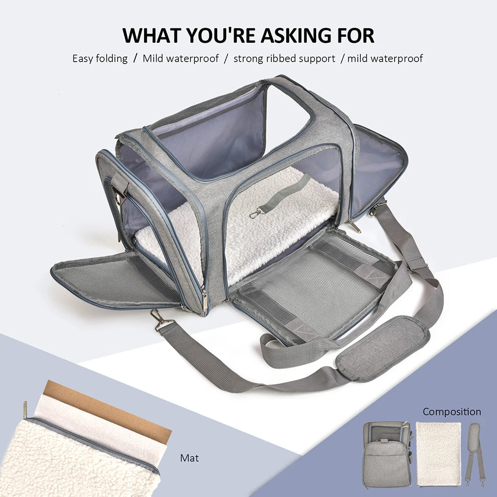 Dog Carrier Bag ,Soft Side Backpack, Pet Carriers Dog Travel Bags Airline Approved ,Transport For Small Dogs and Cats