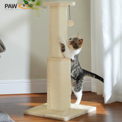 Large Cat Scratching Post for Indoor Cats, Ultimate Scratch Post with Woven Sisal Dangling Ball