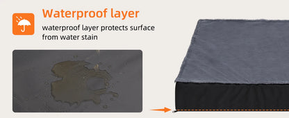Large Orthopaedic Dog Bed Waterproof Cushion, Pet Mattress 2 In 1 Pet Dog Crate Bed with Removable Washable Cover Indoor Outdoor