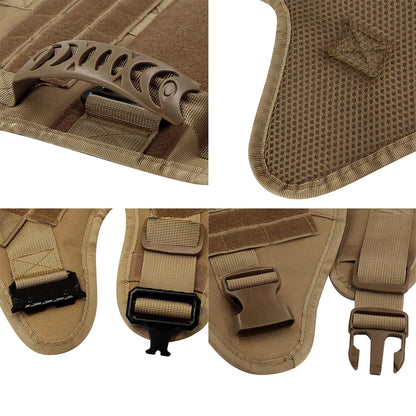 Tactical Dog Harness Collar Leash Molle Pouches For Medium and Large Dogs, Walking Vest Dog Harnesses