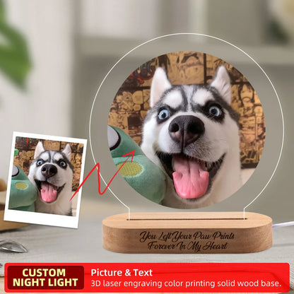 Custom Dog or Any Pet Photo Night Light, Pet Memoral Gift, Light Up Pet Memorial Plaque