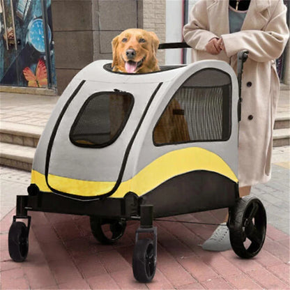 Premium Dog Stroller Pram 4 Wheel Foldable Cart, Pet Jogger Wagon for Small, Medium or Large Dogs
