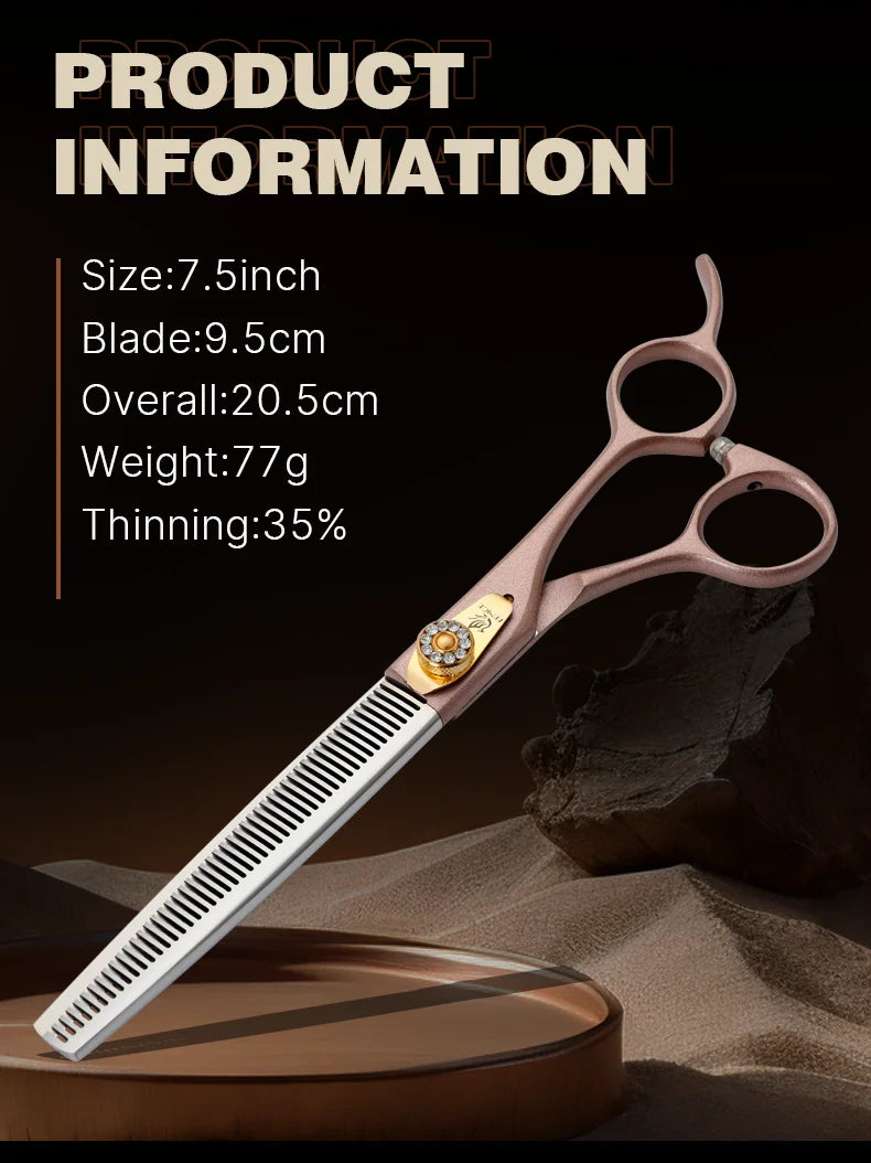 Fenice High-grade 7.5inch JP440C Steel pet grooming thinner scissorswith Thinning rate of 35%