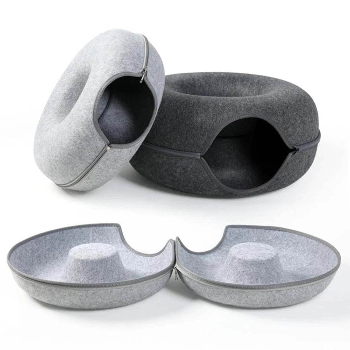 Felt Donut Bed for Cats or Small Dogs House With Breather Hole,  Dog Bed,  Interactive Play Toys for Cats to Hide 2 in
