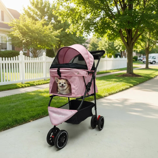 Pet Stroller For Small Puppy, Dogs & Cats, Travel Portable Dog Stroller,  Foldable