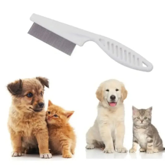 Stainless Steel Flea Comb for Dogs and Cats – Fine Tooth Pet Grooming Comb Cleaner
