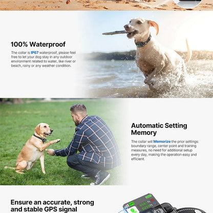 2025 Upgrade Pet GPS Wireless Electronic Fence Dog Fence and Barking Stopper, Dog Trainer Training Electric Shock Collar