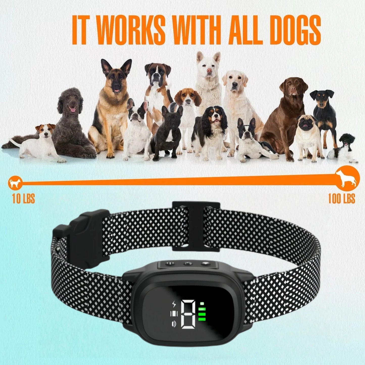 Waterproof Dog Bark Collar, Rechargeable Anti-Bark Collar For Dogs,  Stop Barking, Dogs with Vibration Training Collar,  For Small, or Medium Dogs
