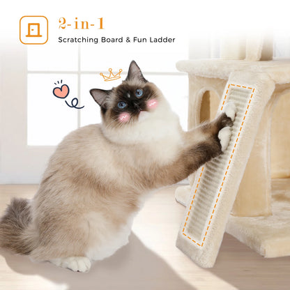 Large Cat Tree for Indoor Cats, Multi-Level Cat Tower with Sisal Scratching Post, 2 Spacious Condo, Cat Scratching Pad