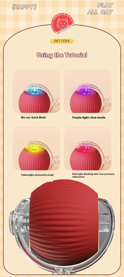 2Pcs Cat Interactive Ball, Automatic Rolling Ball Faux Tail ,Rechargeable Smart Pet Electric, Imitates a mouse