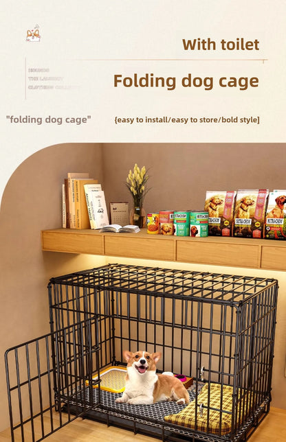 Dog Cage Small Indoor Folding with Toilet Teddy Bigbear, Medium Dog ,Corgi Border, Pet Kennel , House Kennel ,Pets House, Pet Fence