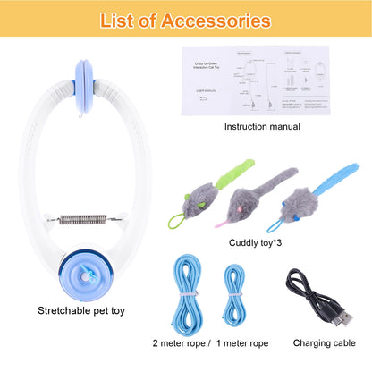 Door Hanging Automatic Retractable Kitten Toys with 3 Catnip Mice