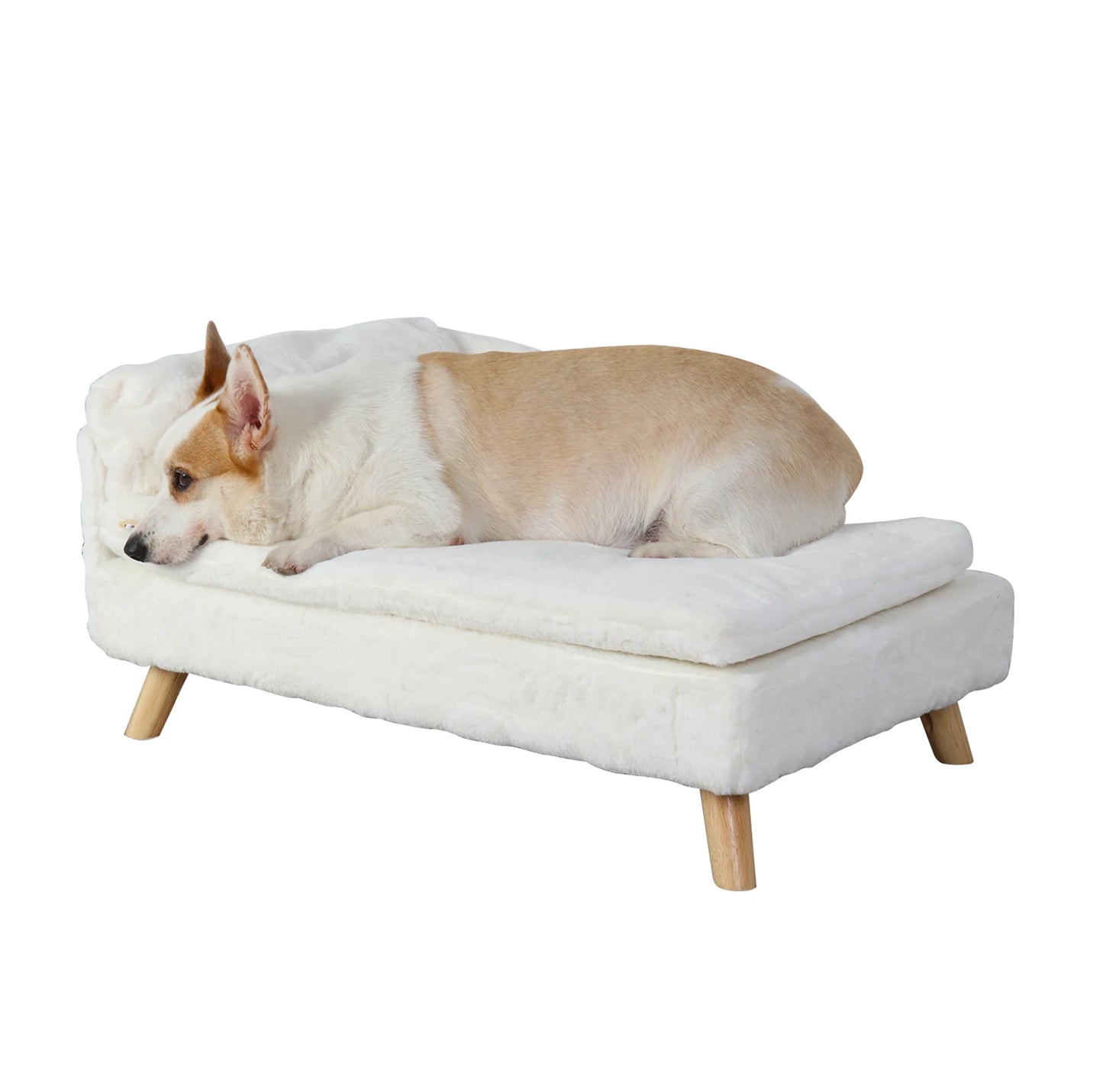Elevated Pet Bed,Nordic Pet Stool Bed with Cozy Pad, Waterproof, with Sturdy Wood Legs for Small Dog or Kitten