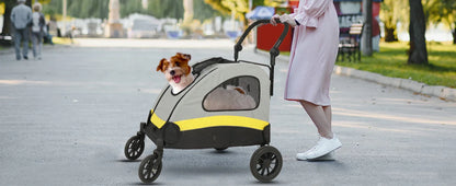 Premium Dog Stroller Pram 4 Wheel Foldable Cart, Pet Jogger Wagon for Small, Medium or Large Dogs