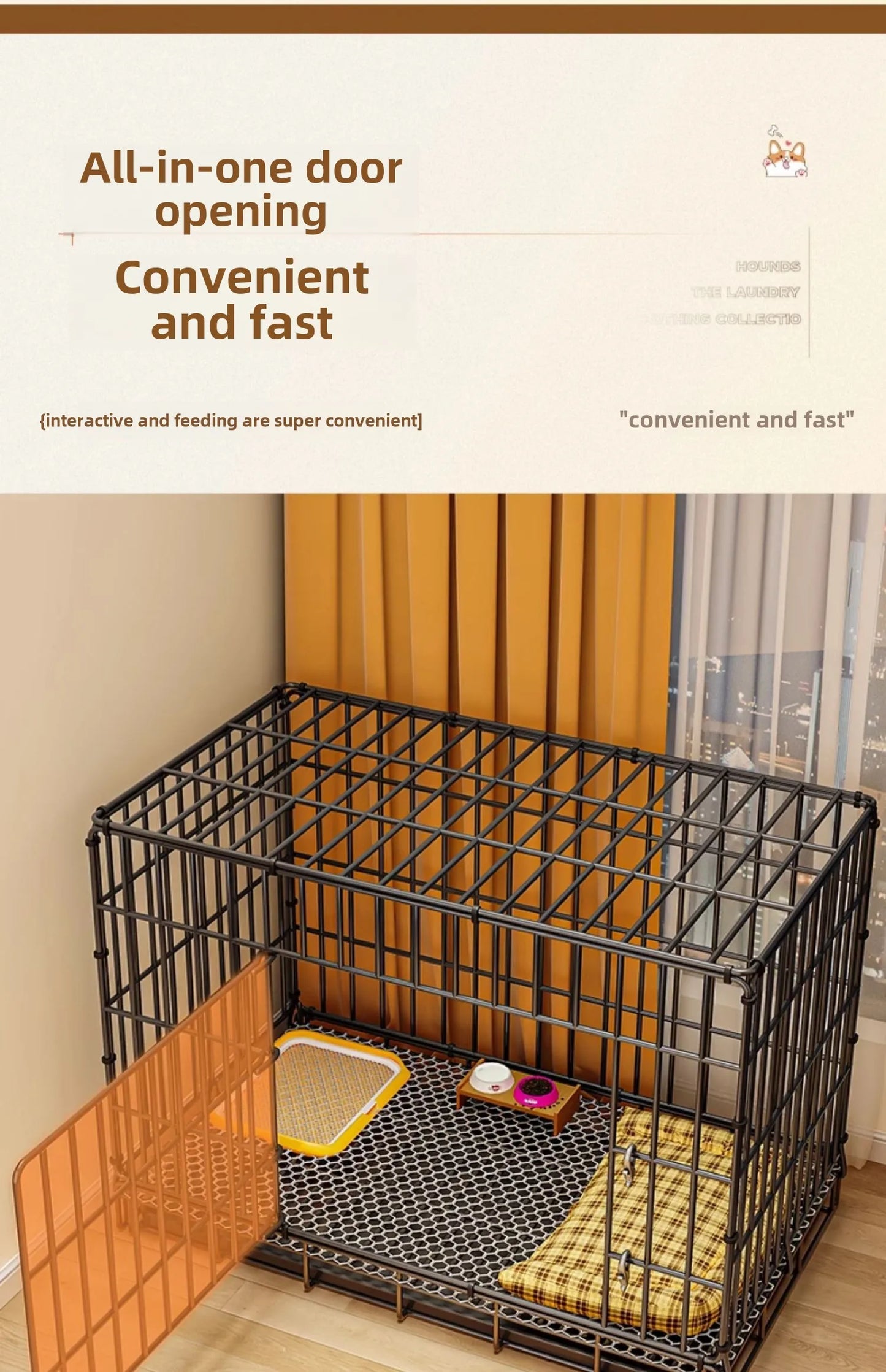 Dog Cage Small Indoor Folding with Toilet Teddy Bigbear, Medium Dog ,Corgi Border, Pet Kennel , House Kennel ,Pets House, Pet Fence