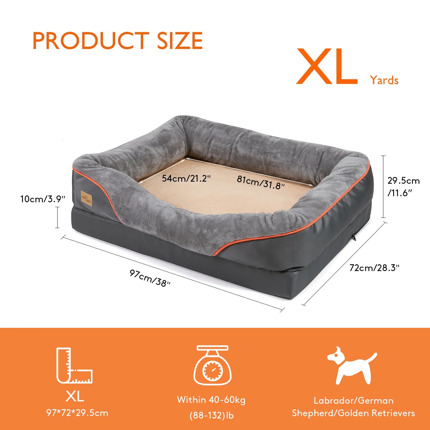 Large Dog Bed Soft and Comfortable ,Anti Allergy ,Warm Fleece, Removable Washable Cover, Waterproof