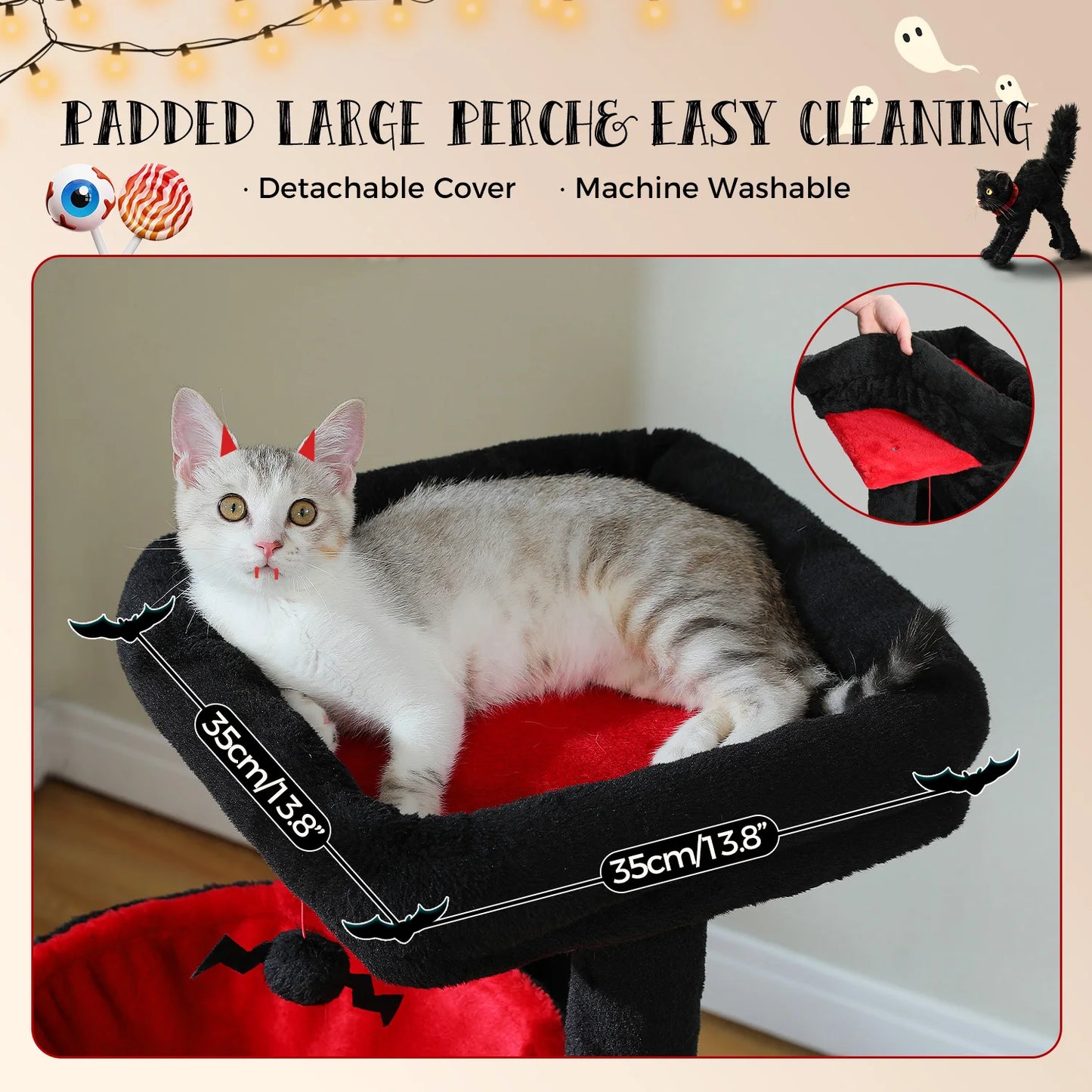 Large Cat Tree for Indoor Cats, Multi-Level Cat Tower with Sisal Scratching Post, 2 Spacious Condo, Cat Scratching Pad