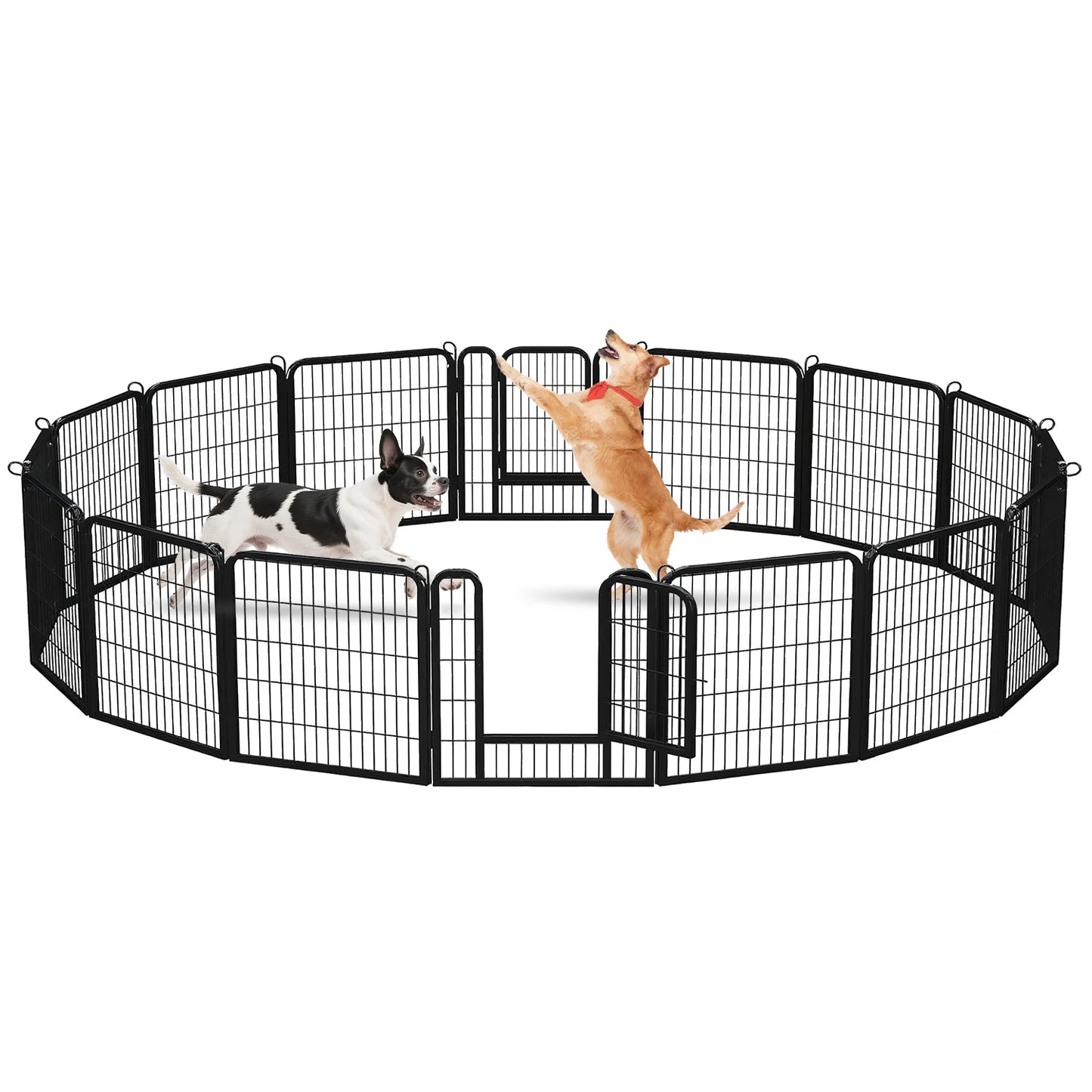 Dog Playpen with Door, Outdoor/Indoor Foldable Metal Pet Fence, Heavy Duty Exercise Pen for Yard, RV Camping