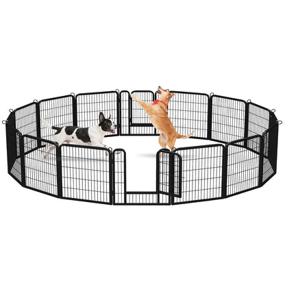 Dog Playpen with Door, Outdoor/Indoor Foldable Metal Pet Fence, Heavy Duty Exercise Pen for Yard, RV Camping