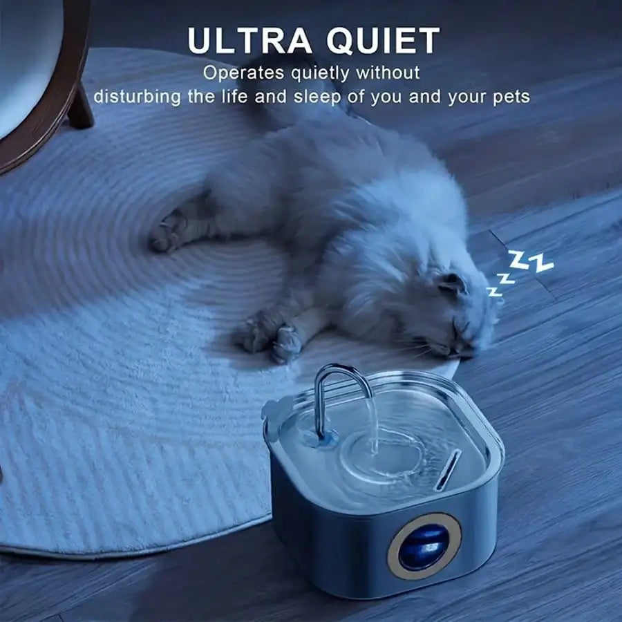 1pc 108.2oz Stainless Steel Quiet Cat and  Dog Water Fountain USB-Powered
