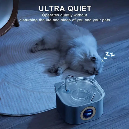 1pc 108.2oz Stainless Steel Quiet Cat and  Dog Water Fountain USB-Powered