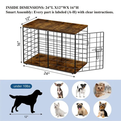 Extra Small Dog Crate, Furniture Stylish Durable Indoor Dog Kennel with Storage Top, Secure Lock