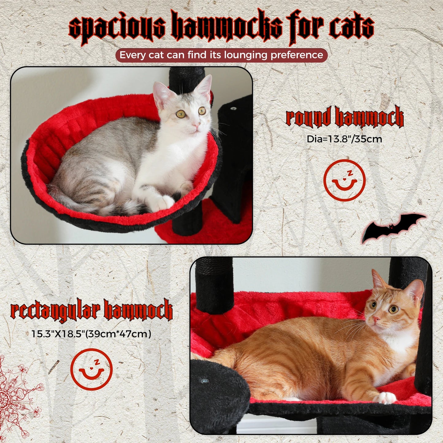 Tall Cat Tree for Indoor Cats, Big Cat Tower with Super Large Hammock, Cat Climbing Tree with Scratching Posts, Condo House Black