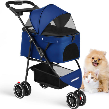 Pet Stroller For Small Puppy, Dogs & Cats, Travel Portable Dog Stroller,  Foldable
