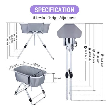 Elevated Dog Bath Tubs for Bath, Foldable Pet Dog Bathing Station, Adjustable, Ideal For Medium To Large Pets