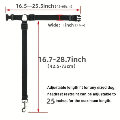1pc Pet Dog And Cat Seat Belt, Car Headrest Restraint, Adjustable Safety Rope,