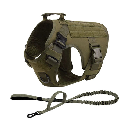 Tactical Dog Harness Collar Leash Molle Pouches For Medium and Large Dogs, Walking Vest Dog Harnesses