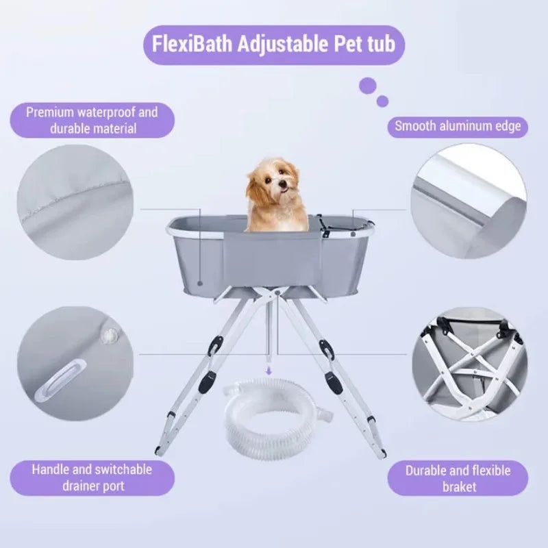 Elevated Dog Bath Tubs for Bath, Foldable Pet Dog Bathing Station, Adjustable, Ideal For Medium To Large Pets