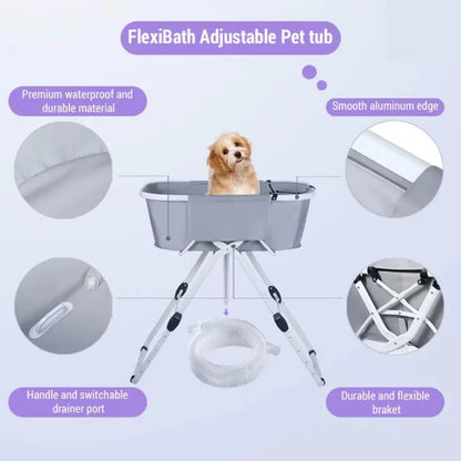 Elevated Dog Bath Tubs for Bath, Foldable Pet Dog Bathing Station, Adjustable, Ideal For Medium To Large Pets