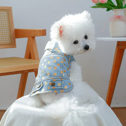 Denim Doggie Pet Jacket, Sleeveless Vest, Jeans Coat, Autumn or Spring Wear,  Apparel For Small, Medium, Dogs or  XS XL sizes for Cat or Puppy