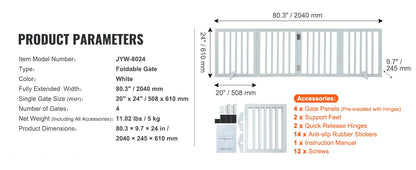 SucceBuy Free Standing Dog Gate, Freestanding Pet Gate with 3 Panels, Foldable for Narrow Passageways, Expandable Dog Barrier