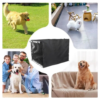 Wire Dog Crate with Cover, Double Door, Cover 42 Inches Heavy Duty Oxford Fabric