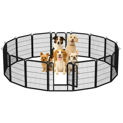 Dog Playpen with Door, Outdoor/Indoor Foldable Metal Pet Fence, Heavy Duty Exercise Pen for Yard, RV Camping