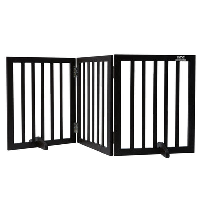 SucceBuy Free Standing Dog Gate, Freestanding Pet Gate with 3 Panels, Foldable for Narrow Passageways, Expandable Dog Barrier