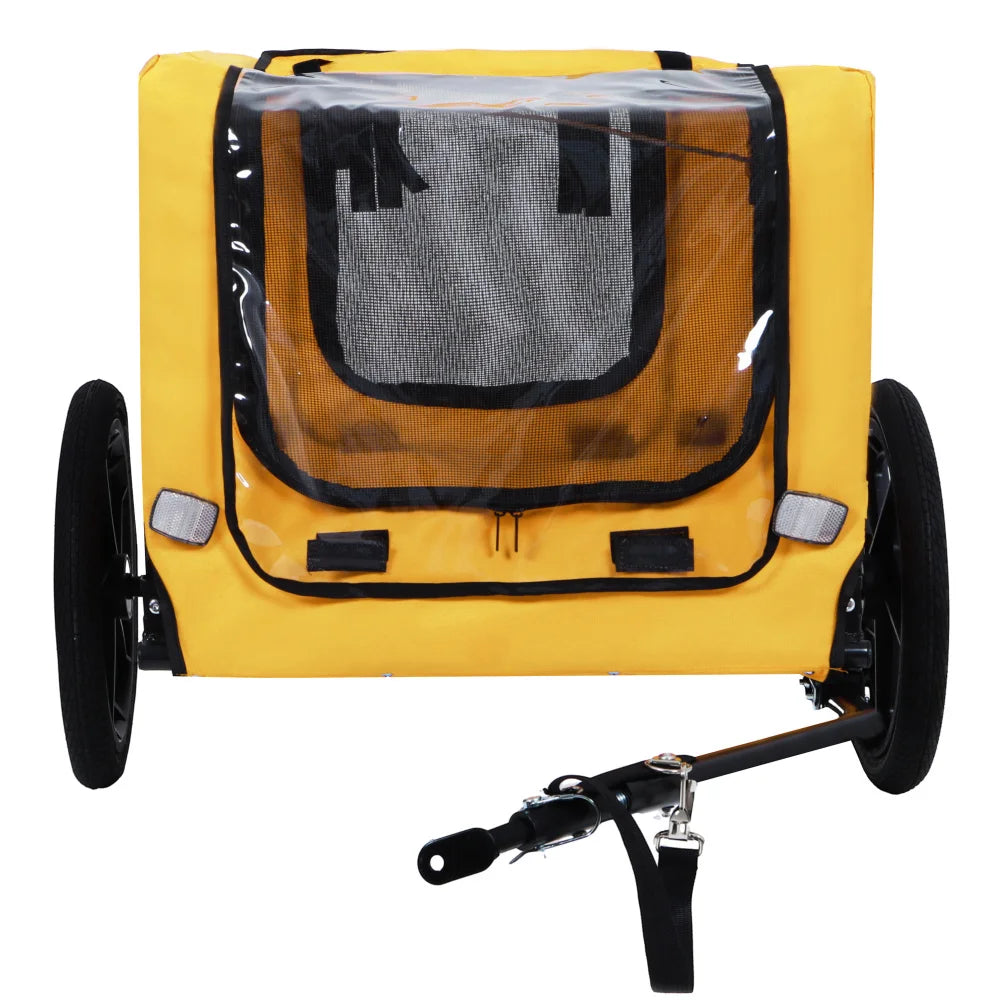 Foldable Pet Bike Trailer, Dog Bicycle Cart with Quick Release Wheels, Non-Slip Floor and, Safety Leash for Small or Medium Pets