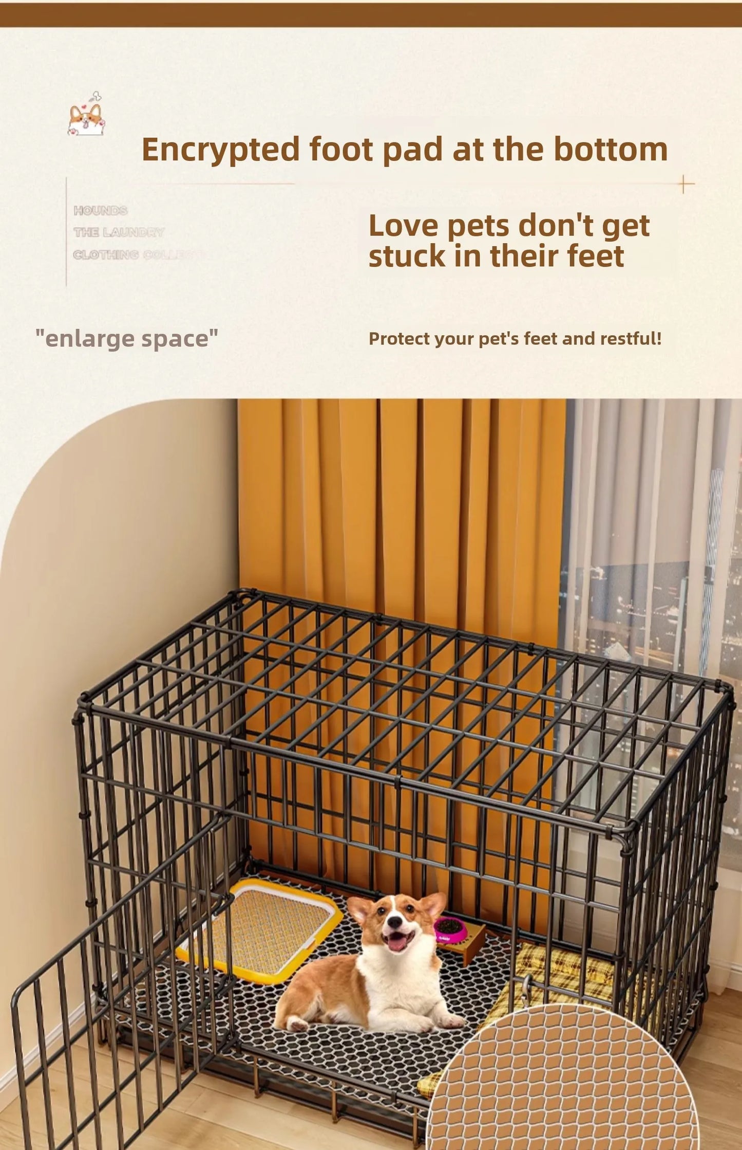 Dog Cage Small Indoor Folding with Toilet Teddy Bigbear, Medium Dog ,Corgi Border, Pet Kennel , House Kennel ,Pets House, Pet Fence