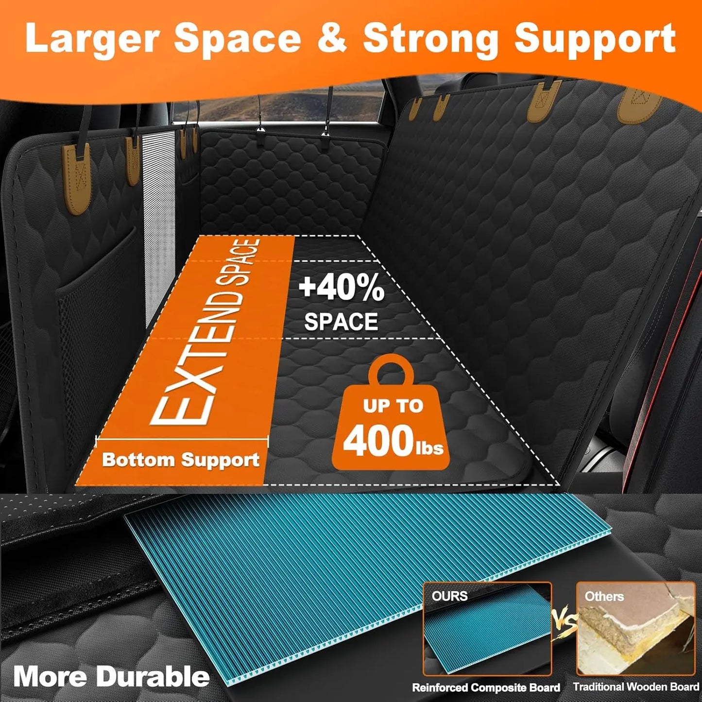 Waterproof Pet Travel Accessories Foldable Dog Car Seat , Car Pet Seat Safety Hammock, Trunk Mat, Car Rear Back Seat Protector