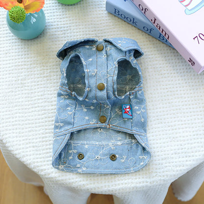 Denim Doggie Pet Jacket, Sleeveless Vest, Jeans Coat, Autumn or Spring Wear,  Apparel For Small, Medium, Dogs or  XS XL sizes for Cat or Puppy