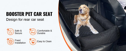 Dog Car Seat Waterproof Dog Booster Seat, Pet Car Seat with Clip-On Safety Leash, Car Bed for Medium or Large Dog